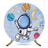 Aperturee - Aperturee Universe Galaxy Astronaut Blue Round Birthday Backdrop